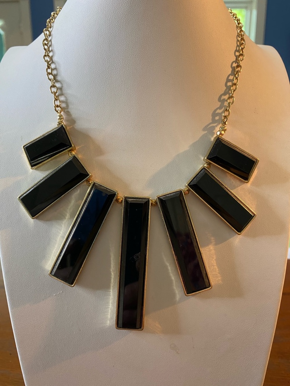 Gold-Tone Black Bar Statement Necklace